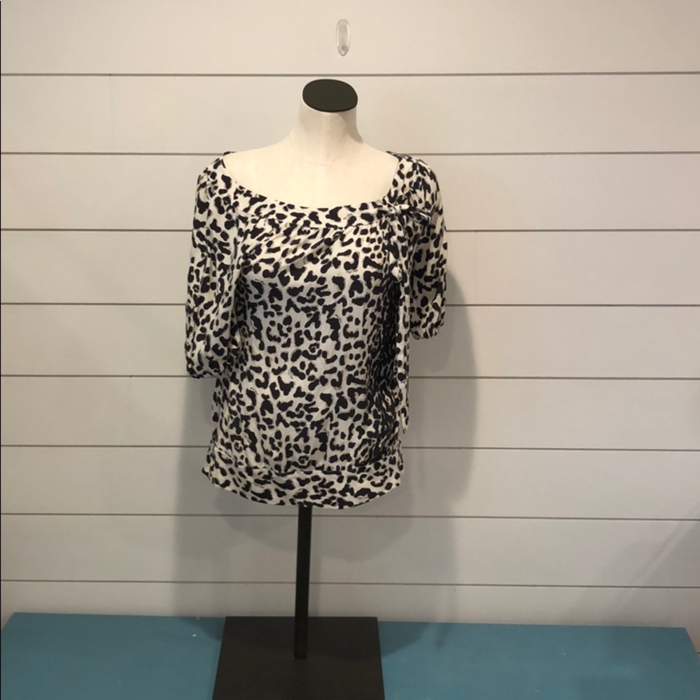 White House Black Market blouse leopard print
